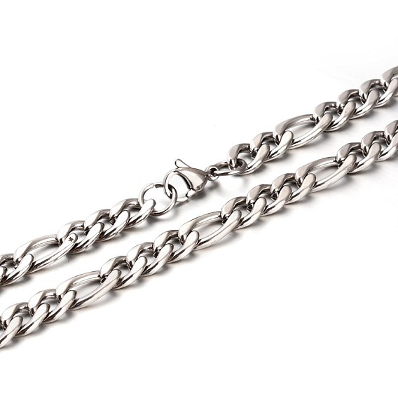 304 inoxidables figaro acero cadenas collares, con cierre de langosta, facetados, 23.8 pulgada (605 mm)