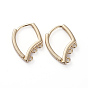 Brass Huggie Hoop Earring Findings, with Horizontal Loop, Real 18K Gold Plated