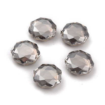 K 5 cabujones de diamantes de imitación de vidrio facetado, espalda y espalda planas, plano y redondo