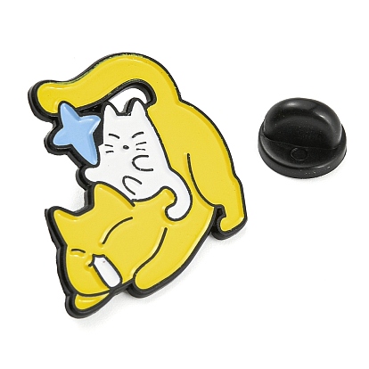 Épingles en émail de style dessin animé chat/requin/lapin, badge en alliage noir pour vêtements de sac à dos