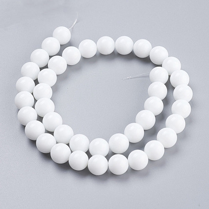 Opaque Glass Beads Strands, Imitation White Agate, Round