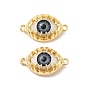 Evil Eye Resin Brass Connector Charms, Eye Link, Real 18K Gold Plated