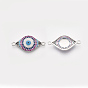 Brass Micro Pave Cubic Zirconia Links Connectors, with Enamel, Nickel Free, Evil Eye, Colorful