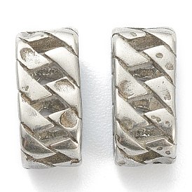 304 charmes de glissière en acier inoxydable / perles coulissantes, pour la fabrication de bracelet en cuir, ovale