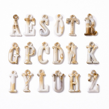 Pendentifs acryliques, style de pierres fines imitation, alphabet