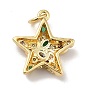 Brass Micro Pave Cubic Zirconia Pendants, with Jump Ring, Long-Lasting Plated, Real 18K Gold Plated, Star