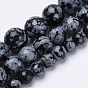 Natural Snowflake Obsidian Beads Strands, Faceted, Round