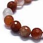 Rouge naturel quartz brins de perles, à facettes (128 facettes), ronde