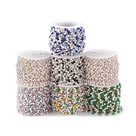 Cubes & ronds verre & abs imitation perles perles, non soudée, avec 304 chaînes à maillons en acier inoxydable, or