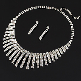 Bridal Jewelry Set: Diamond Stud Earrings and Necklace - Wedding Accessories N159.