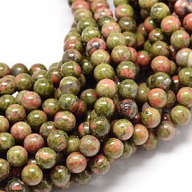 Natural Gemstone Unakite Round Bead Strands