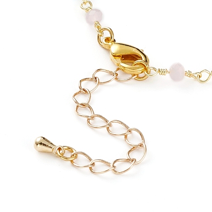 Bracelets de perles de verre à facettes, avec des perles en laiton et des fermoirs à pince de homard, ronde, réel 18 k plaqué or