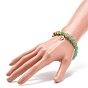 Gemstone & Resin Round Beaded Stretch Bracelet, 304 Stainless Steel Yoga Charm Bracelet for Women