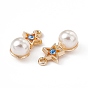 Alloy Rhinestone Pendants, with ABS Plastic Imitation Pearl Beads, Star with Round Charm