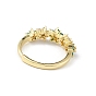 Green Cubic Zirconia Flower Adjustable Ring, Brass Jewelry for Women, Lead Free & Cadmium Free