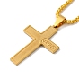 Cross with Word Jesus 201 Stainless Steel Pendant Necklace with Iron Box Chains
