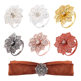 Gorgecraft 12 Pcs 6 Colors Alloy Napkin Rings, Napkin Holder Adornment, Restaurant Daily Accessiroes, Flower