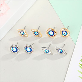 Stylish Devil Eye Earrings with Crystal Drop for a Chic Look