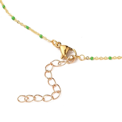 Lariat ожерелья, с латунной эмалированной кабельной цепью, 304 подвески из нержавеющей стали и застежки из лобстера, крестик, Овальный со святым бенедиктом