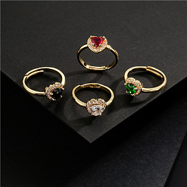 Модное женское геометрическое кольцо в форме сердца с цирконием, с покрытием 18k золотом