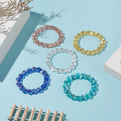 Гальванические стеклянные браслеты из бисера цветков сливы, эластичный браслет с цветами для детей