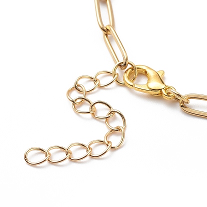 Pulsera con dije de flor de esmalte de aleación con cadenas de clips, chapado en oro 304 joyas de acero inoxidable para mujer