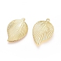 Brass Pendants, Long-Lasting Plated, Textured, Leaf