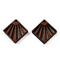 Natural Wenge Wood Pendants, Undyed, Hollow Rhombus Charms