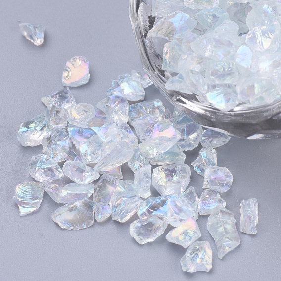 Transparentes perles de rocaille en verre, pour la décoration d'art d'ongle, pas de trous / non percés, puce