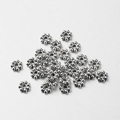 Tibetan Style Alloy Daisy Spacer Beads, 6x1.8mm, Hole: 1mm