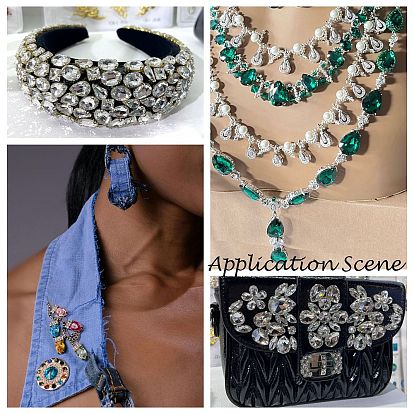 Coudre sur strass, strass de verre, Montée perles, avec griffes en laiton, accessoires de vêtements, plat rond