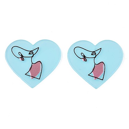 Полупрозрачные подвески из ацетата целлюлозы (смолы), 3 d распечатано, сердце с женщиной