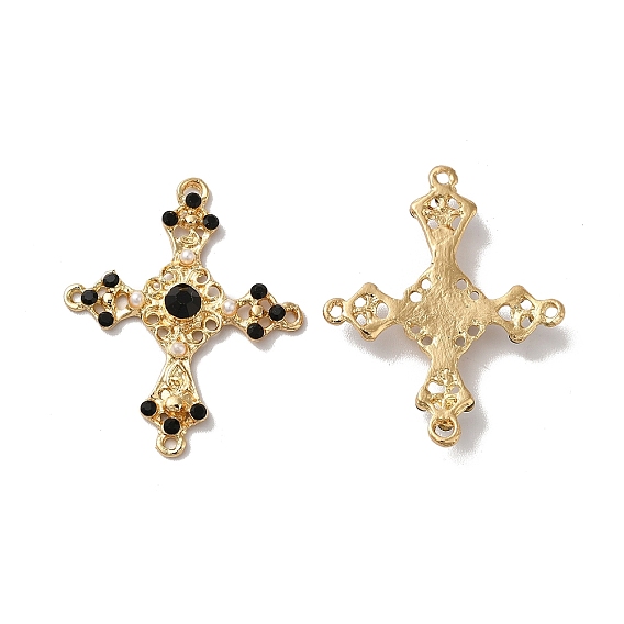 Connecteurs chandeliers en alliage, avec strass & verre & abs imitation perle, sans cadmium et sans nickel et sans plomb, croix
