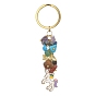 Porte-clés pendentif en émail en alliage de licorne, avec puce de pierres précieuses chakra et 304 porte-clés fendus en acier inoxydable