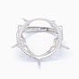 Регулируемые 925 элементы кольца из стерлингового серебра, с кубического циркония, плоско-круглые