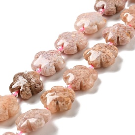 Brins de perles de jaspe océanique rose naturel/agate océanique, Flower 5 pétales