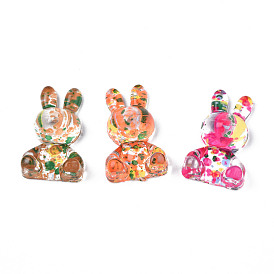 Spray Painted Transparent Acrylic Cabochons, Rabbit