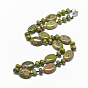 Colliers de perles de pierres précieuses, avec mousquetons en alliage, ovale