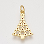 Brass Cubic Zirconia Pendants & Stud Earrings & Adjustable Rings Jewelry Sets, Christmas Trees