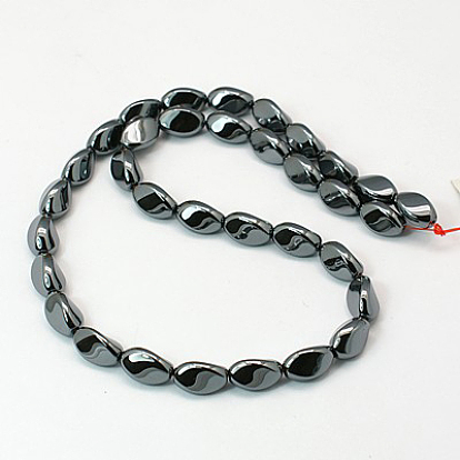 Non-Magnetic Synthetic Hematite Beads Strands, Twist, 12x7mm, Hole: 1mm