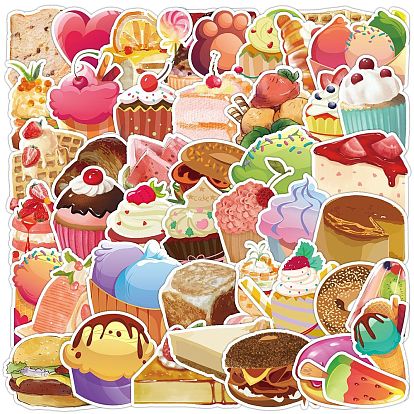 50Pcs Food PVC Adhesive Stickers Set, for DIY Scrapbooking and Journal Decoration