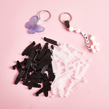 50Pcs Badge Strap Clip White Key Chain Connector Plastic Keychain Clip for Card Holder, Lanyards, Key Rings, ID Badge Holder Strap
