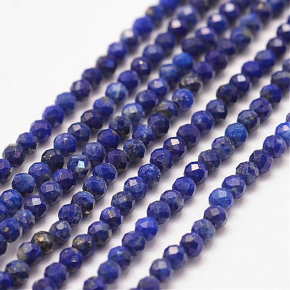 Naturales lapis lazuli de hebras de cuentas, facetados, rondo