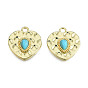 Rack Plating Alloy Pendants, with Synthetic Turquoise, Cadmium Free & Nickel Free & Lead Free, Heart