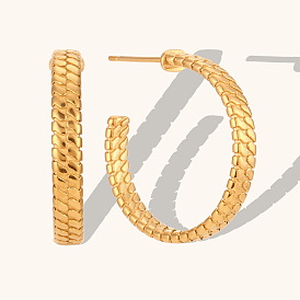 Minimalist Snake Skin Pattern Earrings in 18K Gold Plated Stainless Steel for Women