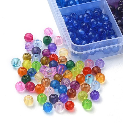1488pcs 24 couleurs perles acryliques transparentes, ronde