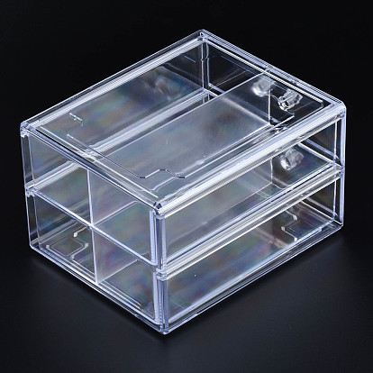 Double Layer Polystyrene Plastic Bead Storage Containers, with 2 Compartments Organizer Boxes, Rectangle Drawer