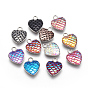 304 Stainless Steel Pendants, with Resin, Heart with Fish Scale Shape