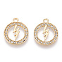Alloy Pendants, with Crystal Rhinestone, Cadmium Free & Lead Free, Ring with Lightning Bolt