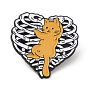 Cat with Rib Cage/Heart Surgery Anatomy Enamel Pin, Electrophoresis Black Alloy Brooch for Backpack Clothes